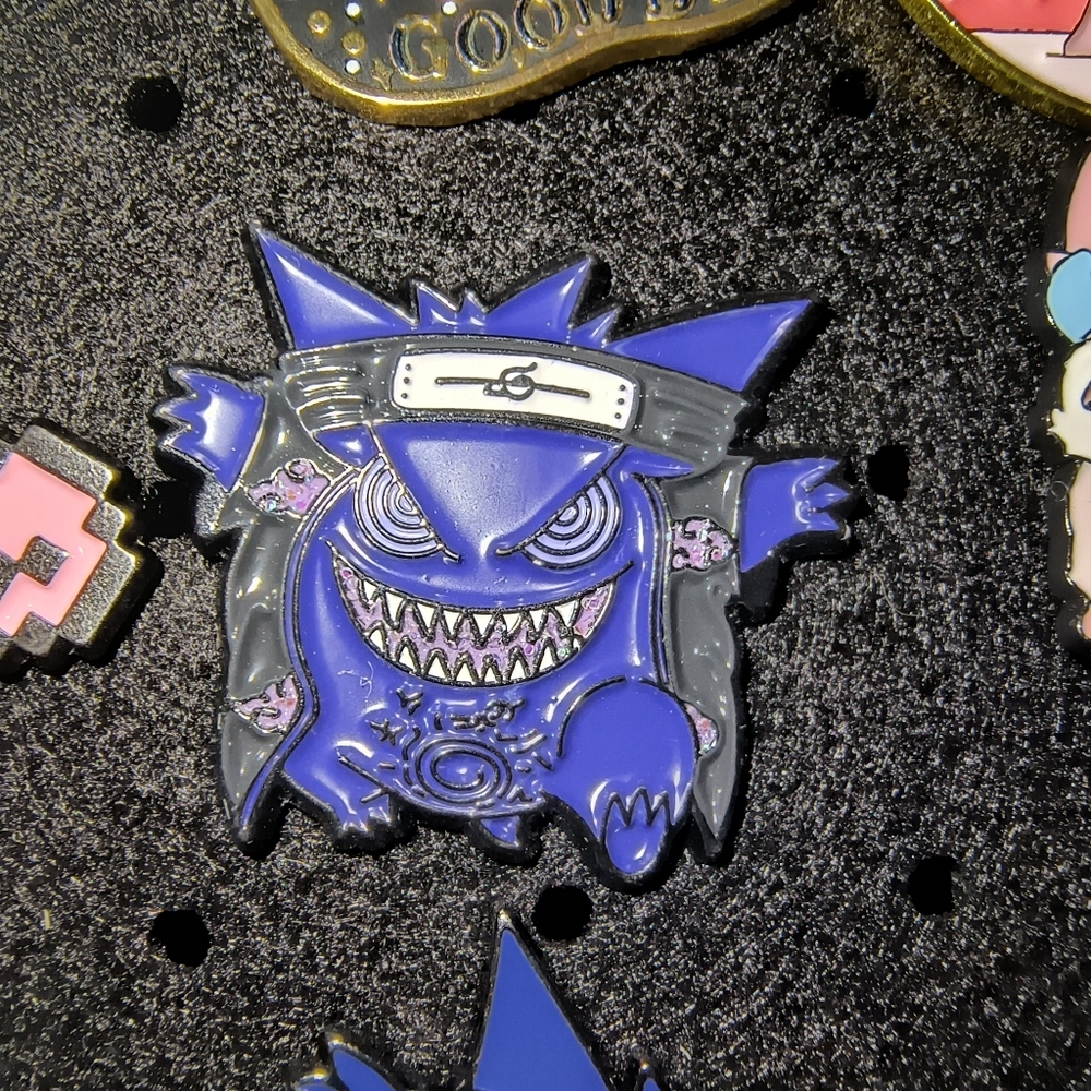 Pokemon purple and black Gengar enamel pin with headband